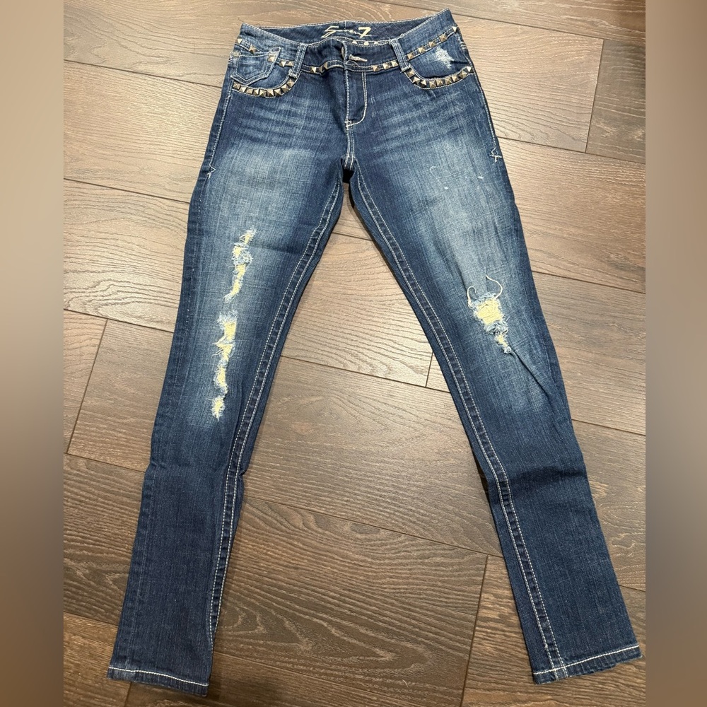 Seven7 Blue Distressed Women Jeans size 27